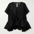 Rick Owens - Divine Pleated Cotton-gauze Mini Dress - Black - One size