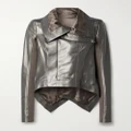 Rick Owens - Naska Asymmetric Metallic Leather And Wool Biker Jacket - IT38