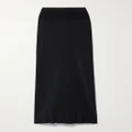 Rick Owens - Ribbed Knit-paneled Crepe De Chine Midi Skirt - Black - IT38