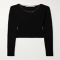Alexander Wang - Chain-embellished Cropped Wool-blend Sweater - Black - medium