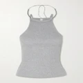 Dion Lee - Barball Bead-embellished Ribbed Organic Cotton-jersey Tank - Gray - xx small
