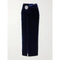 Rabanne - Gathered Crystal-embellished Velvet Maxi Skirt - Blue - FR36