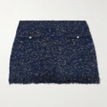 Rabanne - Frayed Metallic Bouclé Mini Skirt - Blue - small