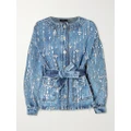 PatBO - Belted Embellished Denim Jacket - Blue - medium