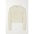 Loewe - Anagram Cropped Cable-knit Wool-blend Sweater - White - large