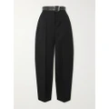 Alexander Wang - Belted Pleated Wool Tapered Pants - Black - US8