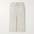 Loewe - + Suna Fujita Embroidered Pinstriped Silk And Cotton-blend Twill Straight-leg Pants - White - small