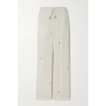 Loewe - + Suna Fujita Embroidered Pinstriped Silk And Cotton-blend Twill Straight-leg Pants - White - small
