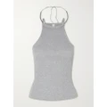 Dion Lee - Barball Bead-embellished Ribbed Organic Cotton-jersey Tank - Gray - xx large