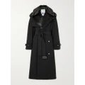 Burberry - Double-breasted Belted Faux Fur-trimmed Cotton-blend Shell Trench Coat - Black - UK 4