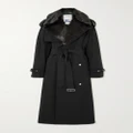 Burberry - Double-breasted Belted Faux Fur-trimmed Cotton-blend Shell Trench Coat - Black - UK 14