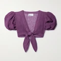 Lisa Marie Fernandez - + Net Sustain Pouf Cropped Tie-front Linen-blend Gauze Top - Purple - 1