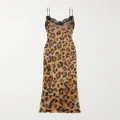 Rosamosario - La Leopardesse Lace-trimmed Leopard-print Silk-georgette Midi Dress - Leopard print - small