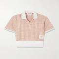 Thom Browne - Ribbed-knit Trimmed Cotton-blend Bouclé-tweed Polo Shirt - Orange - IT40