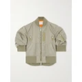 Sacai - Cropped Grosgrain-trimmed Shell Bomber Jacket - Green - 1