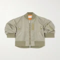 Sacai - Cropped Grosgrain-trimmed Shell Bomber Jacket - Green - 2