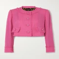 Dolce & Gabbana - Cropped Embellished Wool-blend Bouclé-tweed Jacket - Pink - IT36