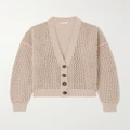 Brunello Cucinelli - Sequin-embellished Open-knit Cotton-blend Cardigan - Camel - xx small