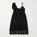 Simone Rocha - Lace-trimmed Draped Crepe Midi Dress - Black - UK 6