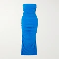 Proenza Schouler - Odette Strapless Gathered Stretch-satin Jersey Maxi Dress - Blue - US0
