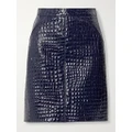 TOM FORD - Croc-effect Patent-leather Mini Skirt - Blue - IT44