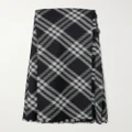 Burberry - Strapless Leather-trimmed Checked Wool Mini Dress - Black - UK 4