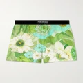 TOM FORD - Velvet-trimmed Floral-print Silk-blend Satin Shorts - Green - medium