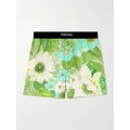 TOM FORD - Velvet-trimmed Floral-print Silk-blend Satin Shorts - Green - large