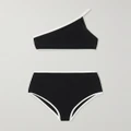 Lisa Marie Fernandez - + Net Sustain One-shoulder Two-tone Crepe Bikini - Black - 1