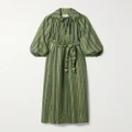 Lisa Marie Fernandez - + Net Sustain Poet Belted Striped Linen-blend Maxi Dress - Green - 1