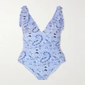 Etro - Tie-detailed Paisley-print Swimsuit - Blue - x small