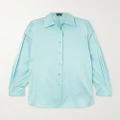 TOM FORD - Oversized Stretch-silk Satin Shirt - Blue - IT38