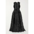 Huishan Zhang - Beau Feather And Grosgrain-trimmed Silk-organza Gown - Black - UK 6