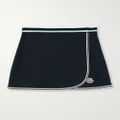 Moncler - Appliquéd Striped Cotton-piqué Mini Wrap Skirt - Black - x large