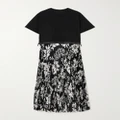 Sacai - Cotton-jersey And Pleated Floral-print Satin Midi Dress - Black - 1