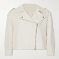 Brunello Cucinelli - Embellished Herringbone Cotton And Linen-blend Biker Jacket - Off-white - IT50