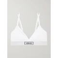 Versace - Ribbed Stretch-cotton Soft-cup Triangle Bra - White - 2