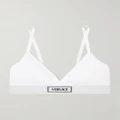 Versace - Ribbed Stretch-cotton Soft-cup Triangle Bra - White - 3