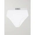 Versace - Ribbed Stretch-cotton Briefs - White - 1