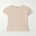 Acne Studios - Cropped Waffle-knit Cotton T-shirt - Pink - medium