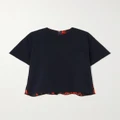 Sacai - Layered Cotton-jersey And Floral-print Satin T-shirt - Blue - 1