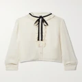 Nili Lotan - Bertille Tie-detailed Pleated Silk Crepe De Chine Blouse - Ivory - x small