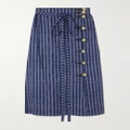 Altuzarra - Hiroki Braided Striped Cotton-blend Poplin Midi Skirt - Blue - FR38