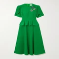 Erdem - Embellished Crepe Peplum Midi Dress - Green - UK 4
