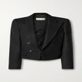 SAINT LAURENT - Cropped Pinstriped Wool And Cotton-blend Twill Blazer - Black - FR36