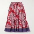 Etro - Belted Printed Cotton And Silk-blend Voile Midi Skirt - Pink - IT36