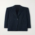 Max Mara - Aceri Pinstriped Cotton, Cashmere And Silk-blend Blazer - Navy - UK 12