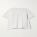 Sacai - Paneled Cotton-jersey And Broderie Anglaise T-shirt - Neutral - 2