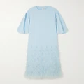 Huishan Zhang - Tilda Feather-trimmed Embellished Recycled-crepe Gown - Light blue - UK 10