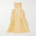 Huishan Zhang - Beau Feather And Grosgrain-trimmed Silk-organza Gown - Yellow - UK 10